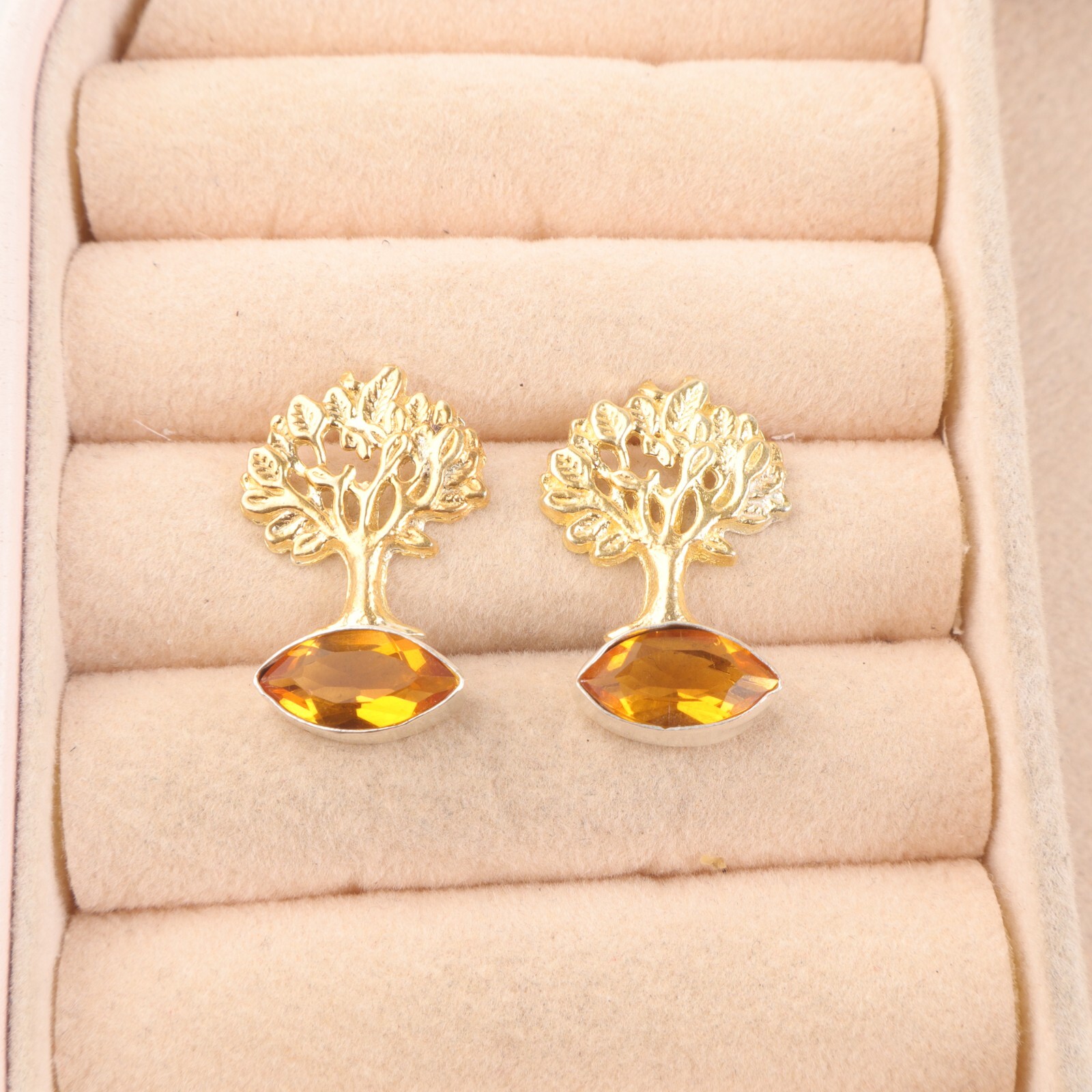 Citrine Dangle Drop Bezel Earrings in 925 Sterling Silver for Mother Birthday