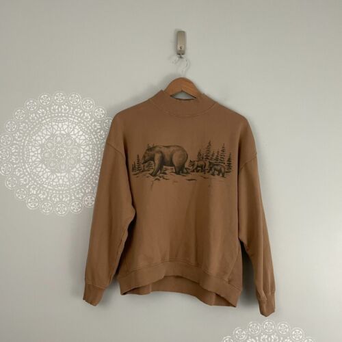 American Eagle Brown Bear Graphic Pullover Sweatshirt Womens Size Small - Afbeelding 1 van 5