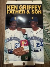 Ken Griffey Father and Son Seattle Mariners 1991 Mothers Cookies Poster