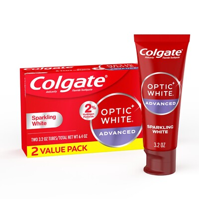 Colgate Optic White Advanced Hydrogen Peroxide Whitening Toothpaste, Mint, 3.2 O