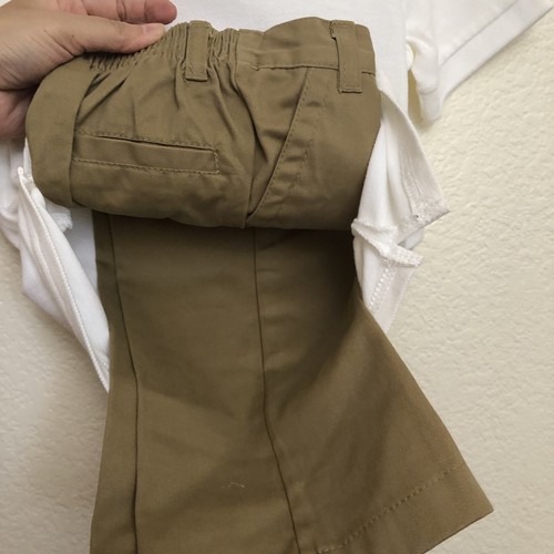 CHEROKEE Boys 4T Uniform Set White Polo Shirt + Tan Pants 2-piece NWT - Picture 10 of 13
