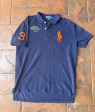 Vintage Polo Ralph Lauren Big Pony Yacht Club 3 Polo Shirt Mens Medium Blue