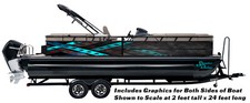 Red Teal Grey Grunge Stripes Lines Wrap Kit Decal Fishing Boat Vinyl Pontoon USA