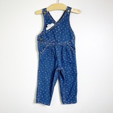 Vintage Oshkosh B gosh Lace Denim Daisy Floral Print Vestbak Overalls Lace 2T