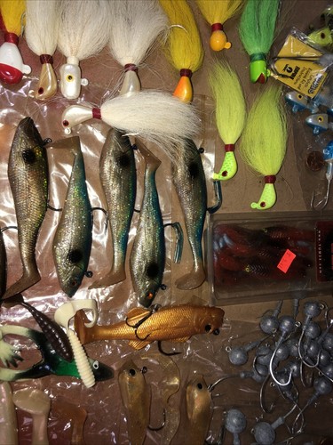 110+ PC Lot Bass Fishing LURES Soft Baits Plastic YUM TSUNAMI 1OZ JIG BUCKTAIL - Picture 15 of 24