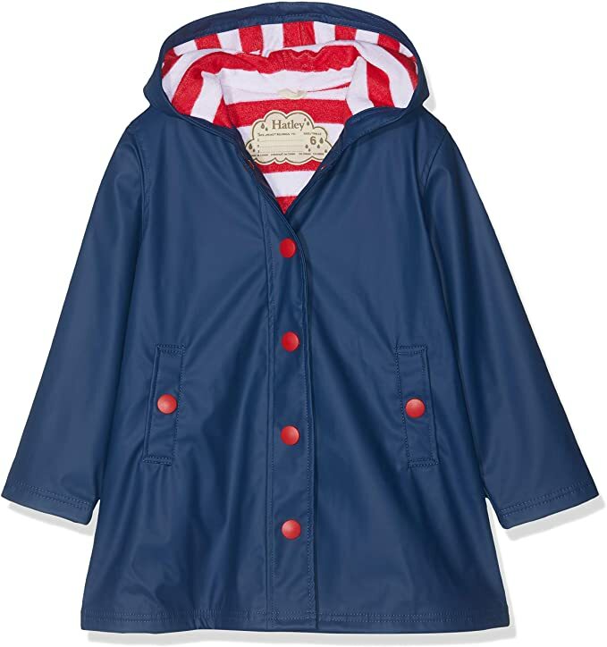 New Girls Hatley Navy Red Splashcoat Raincoat Mac Jacket