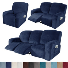 Velvet Recliner Chair Slipcover 1/2/3 Seater Stretch Couch Protector Sofa Cover