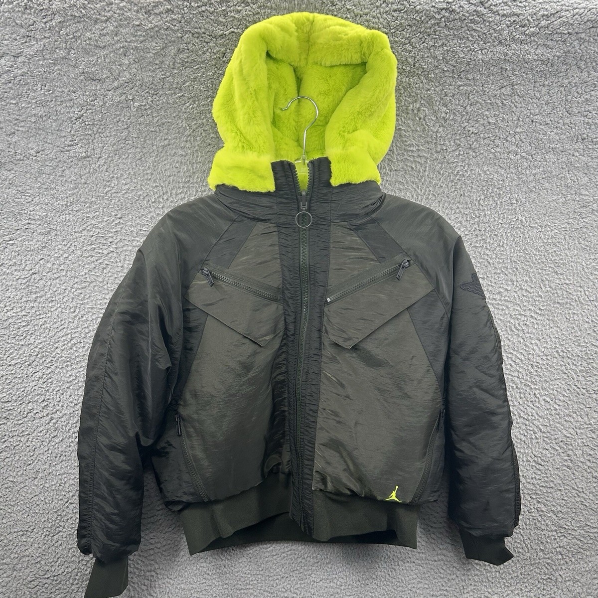 Jordan Jacket Womens S Green Reversible Bomber Faux Fur Coat Jordan Jacket Womens S Green Reversible Bomber Faux Fur Coat