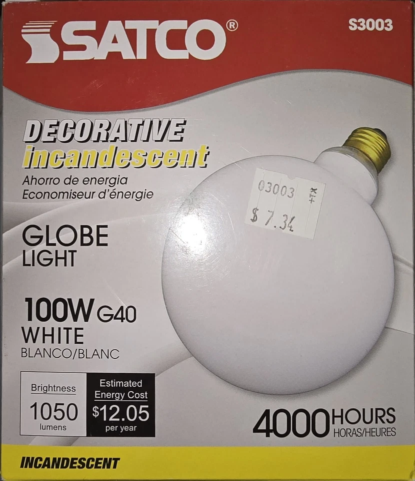(2) Satco S3003 Decorative And DIMMABLE NON-LED 100W Globe Lightbulbs - Image 2 of 3