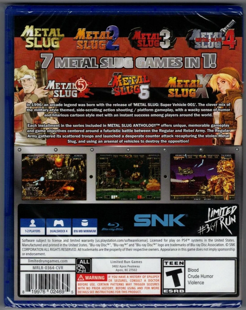 Metal Slug Anthology PS4 (Brand New Factory Sealed US Version