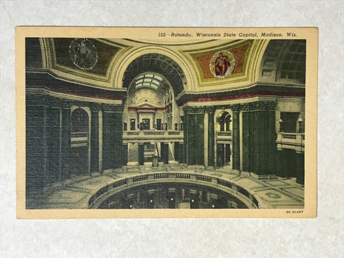 C73 Postkarte Rotunde Wisconsin State College Madison WI UW Badgers University - Bild 1 von 2
