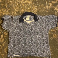 Vintage Classic AOP All over print Blue collared dress T-shirt.