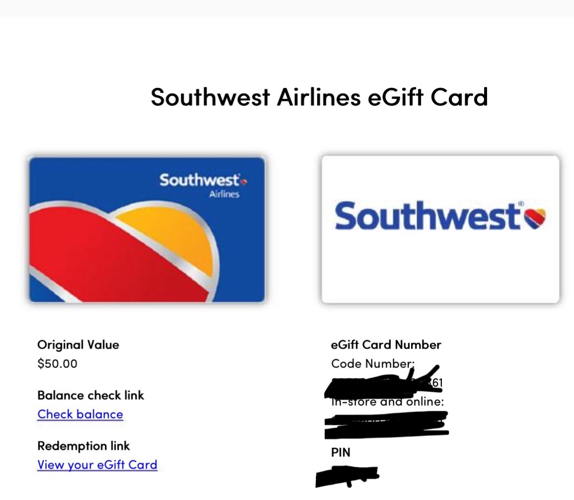 Southwest Airline Gift Card 50 eBay