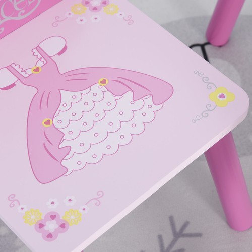 3 Piece Set Kids Wooden Table and Chair with Crown Gift for Girl Toddlers 3-8 - Picture 8 of 10