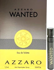 AZZARO WANTED EAU DE TOILETTE VIAL SPRAY FOR MEN 0.04 Oz BRAND NEW SAMPLE SIZE!