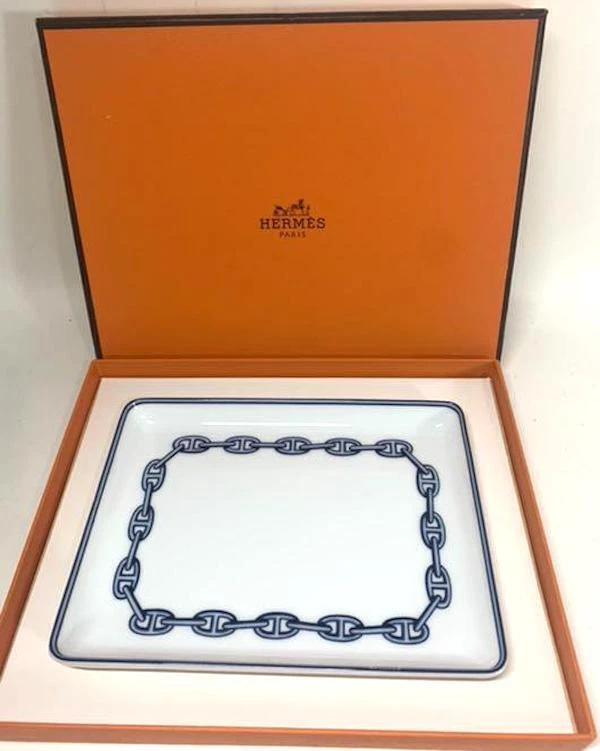 Hermes Chaine D'Ancre Blue Side Plate Tray Tableware Dish Vide Poche Auth  New | eBay