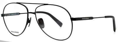 DSQUARED 2 DQ5355 002 Black Mens Aviator Full Rim Eyeglasses 57-14-140 B:49 B