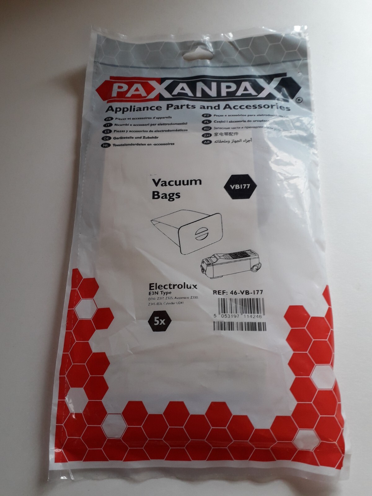 Paxanpax VB215 Sacchetti Per Aspirapolvere Electrolux Serie E59, Powerlite, Z3318, Z3319, Smart Boss (5 Pezzi) - Carta Marrone