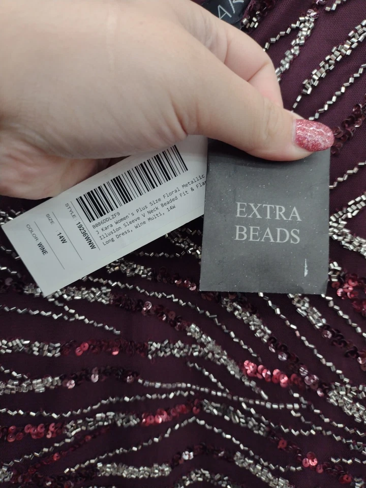 Vestido Jkara Marou, Color Vino, Talla 14W Foto 4 de 4