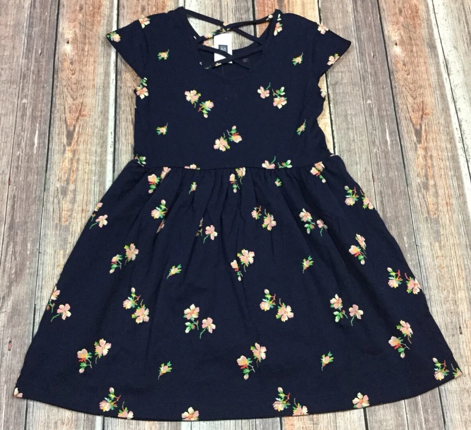 Vestido floral azul marino y rosa Gap Kids X-Small (4-5). Nuevo con etiquetas Foto 3 de 4