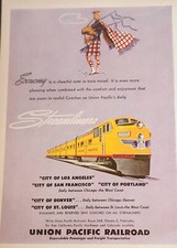 Union Pacific Railroad Picture Magazine Ad Train Vintage 1950 Wall Art