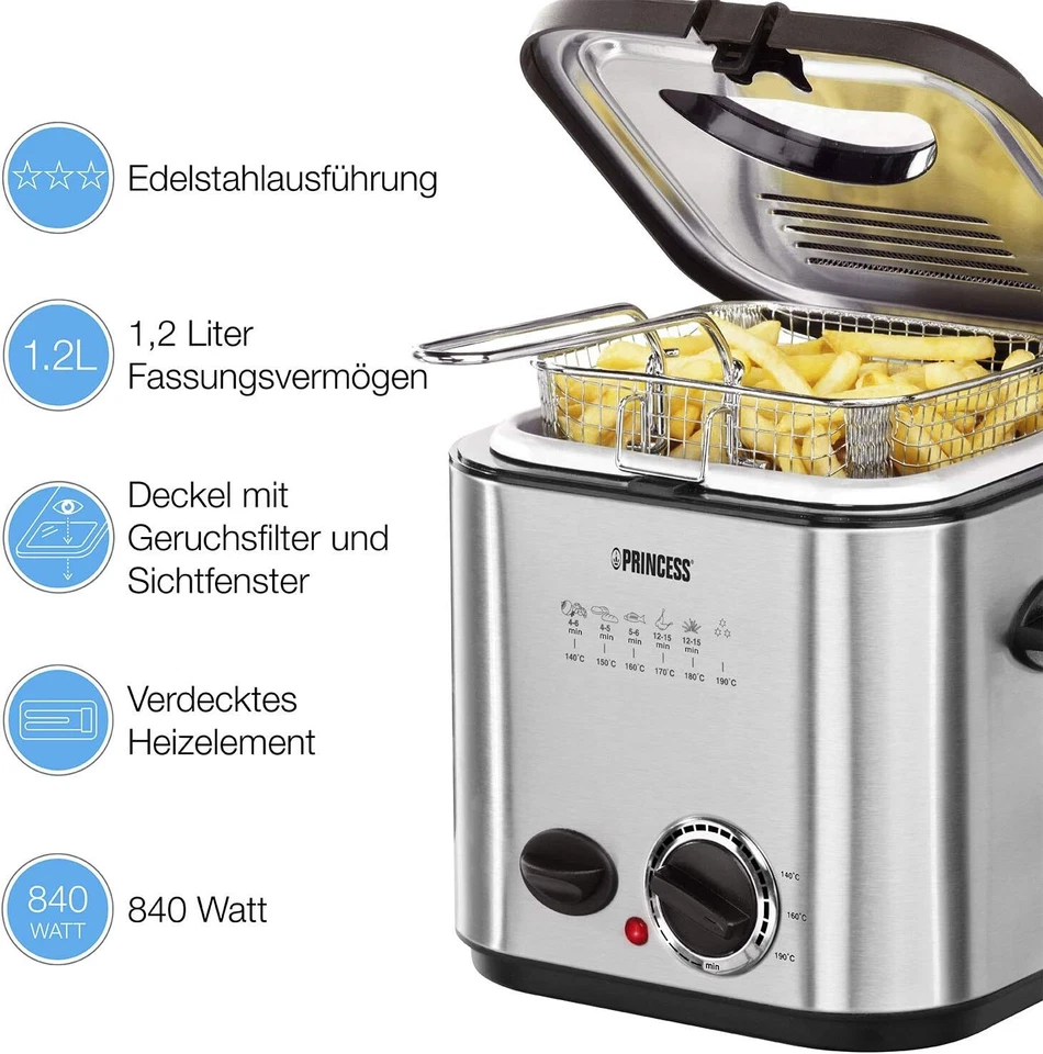 Princess Mini-Fritteuse mit Fondue, schnelle Erwärmung Geruchsfilter - Bild 3 von 4