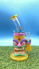 8 Inch Tiki Glass Bong Hawaiian Polynesian Pipe