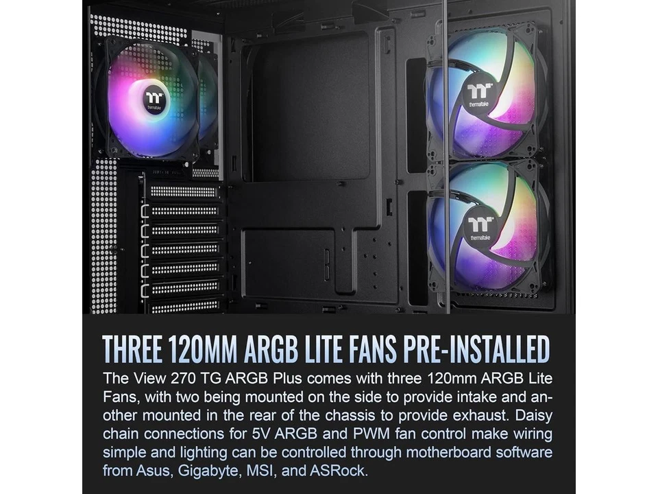 Thermaltake View 270 Plus TG ARGB ATX Mid-Tower Gaming Computer Case Black - Image 2 of 4