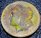 F57 💎 1884 O Morgan Silver Dollar ✨ ✨ NEON TONED OBV UNC STUNNER
