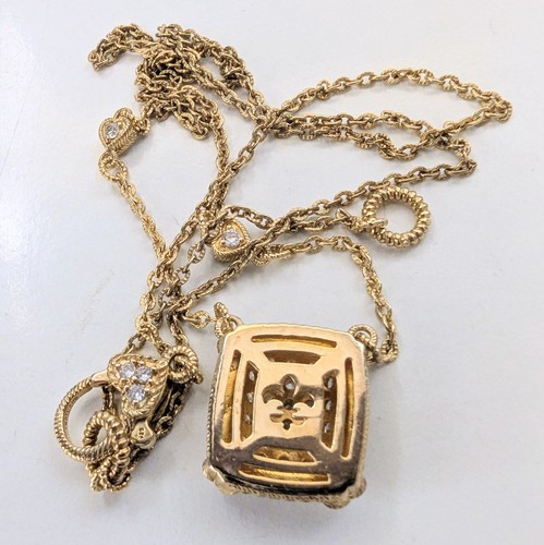 JUDITH RIPKA Sterling Silver Gold Vermeil Diamonique Necklace & Earrings 18" - Picture 9 of 12