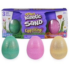 New/Sealed Spin Master Easter Kinetic Sand "Egg-Citing" 3 Pack Eggs 6 oz Total