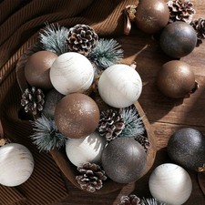24 Pcs Textured Christmas Ball Ornaments 2.36'' Neutral Christmas Tree Decor Mod