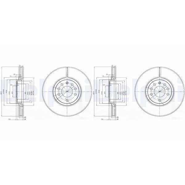 2X Delphi Bremsscheiben 314Mm BelÜFtet Vorne Passend FüR Opel Signum Vectra-image