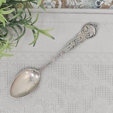 Antique Sterling Silver State Souvenir Spoon: Bear & Miner, Eureka, California