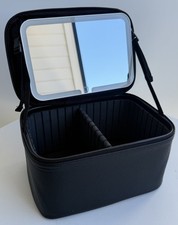 Black Makeup Case for Travel with LED Mirror