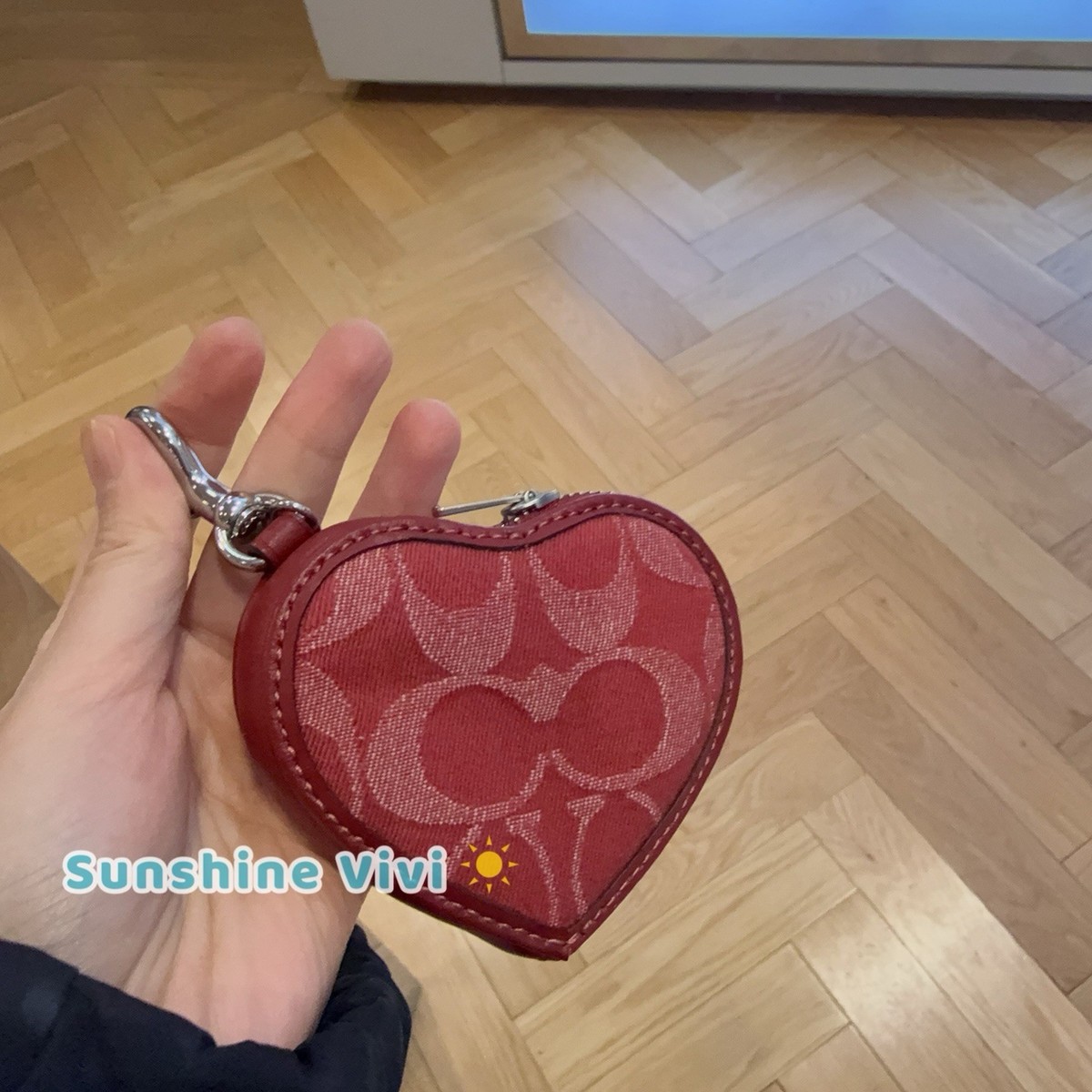 NWT bundle Coach Heart Bag Charm Signature Denim CDC91 & CDE43