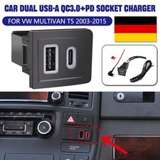 Für VW Multivan T5 2003-2015 Auto Dual USB PD + QC3.0 Ladegerät Buchse Steckdose