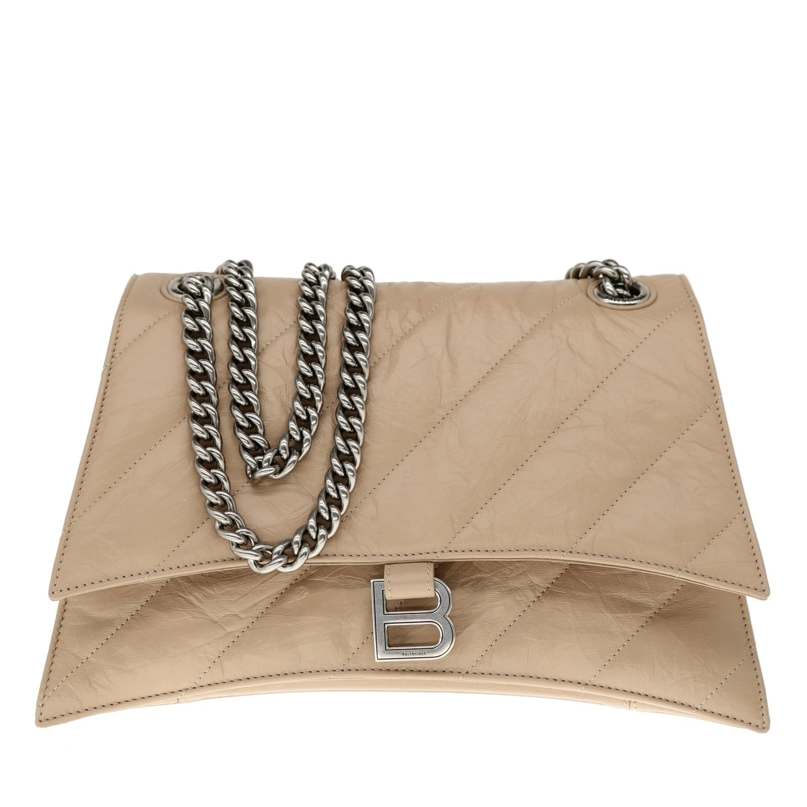 Balenciaga — Balenciaga Crush Medium Chain Shoulder Bag Quilted Nude Leather