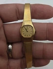 Vintage Seiko Watch Women Gold Tone Silver Dial 17mm 2B31-5039- Needs Battery