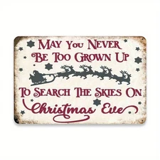 Christmas Eve Inspirational Metal Plaque Reindeer Sign Farmhouse Holiday Decor