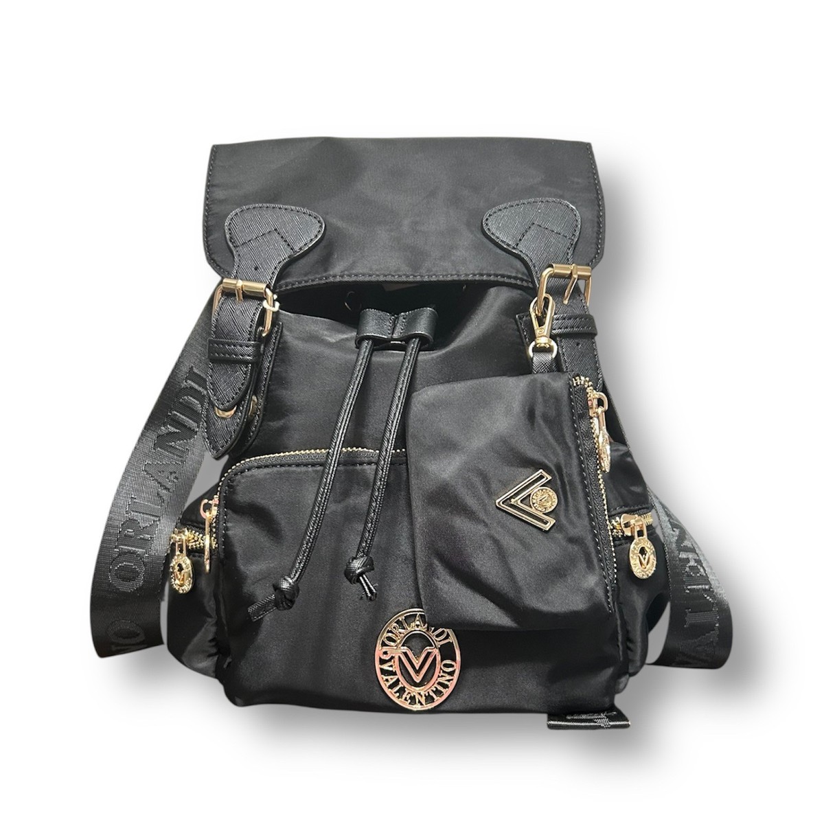 New Valentino Orlandi Vegan Leather Small Black Backpack w 