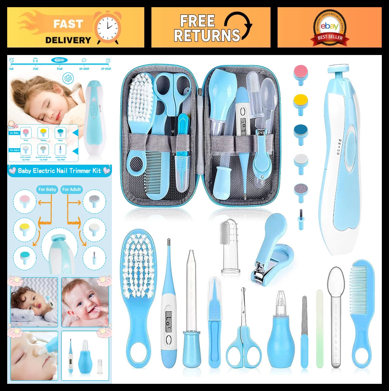 Infant Grooming Kit 20 in 1 - Baby Care Set with Hair Brush, Nail Clipper & Aspi
Opens in a new wind