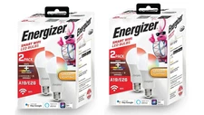 Energizer Smart Wifi Multi-Color & Single White LED Light Bulbs, 2 Pack Lot Of 2