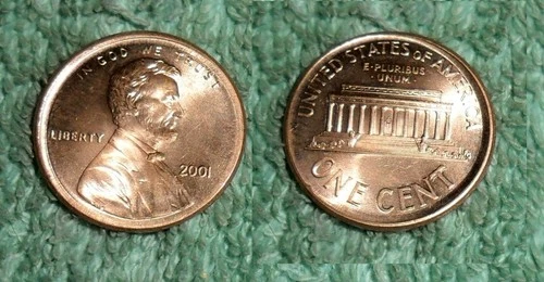 2001-P Lincoln Memorial Cent — photo from the most recent tracked eBay sale