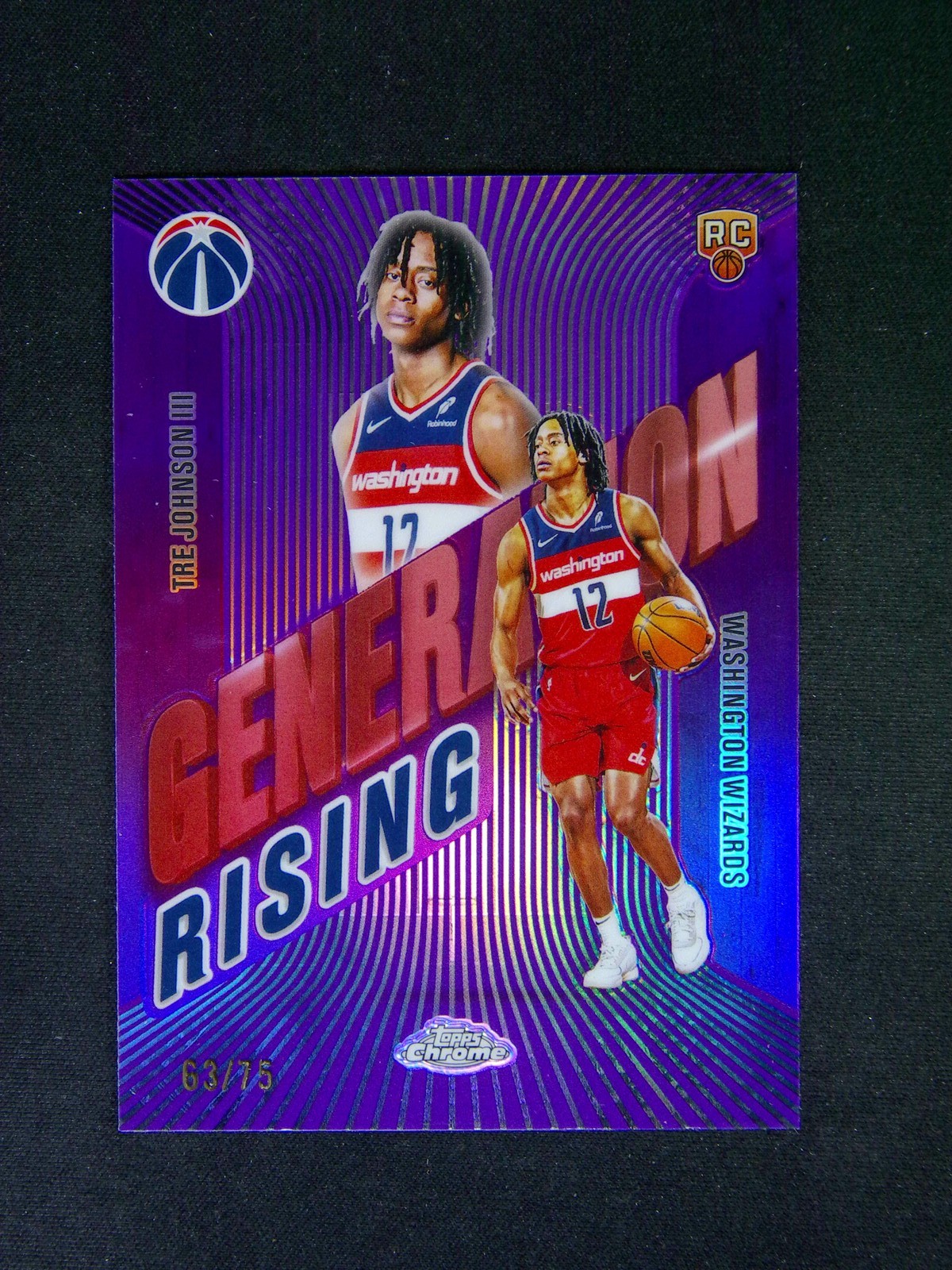 2025-26 Topps Chrome Tre Johnson III RC Rookie Generation Rising Purple /75