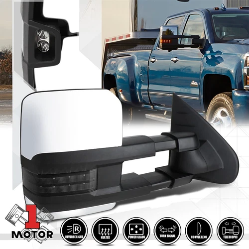 [R] Passenger Side Chrome Power+Heated LED Signal Towing Mirror for 07-14 Sierra