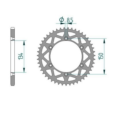 Alu Kettenrad für Kawasaki KX 250 4T X 2023 KX252DDA 520er 51 Zähne