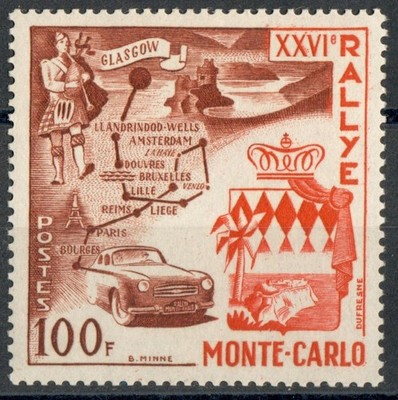 MONACO 1956 26. AUTOMOBILRALLYE MONTE CARLO f. 100 NEU MLH * YVERT 441