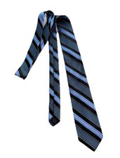 Brooks Brothers Silk Tie Blue & Black Striped | Made in USA | Classic Necktie