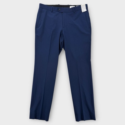 Nordstrom Dress Pants Mens 36x32 Blue Flat Front Slim Stretch Performance NWT